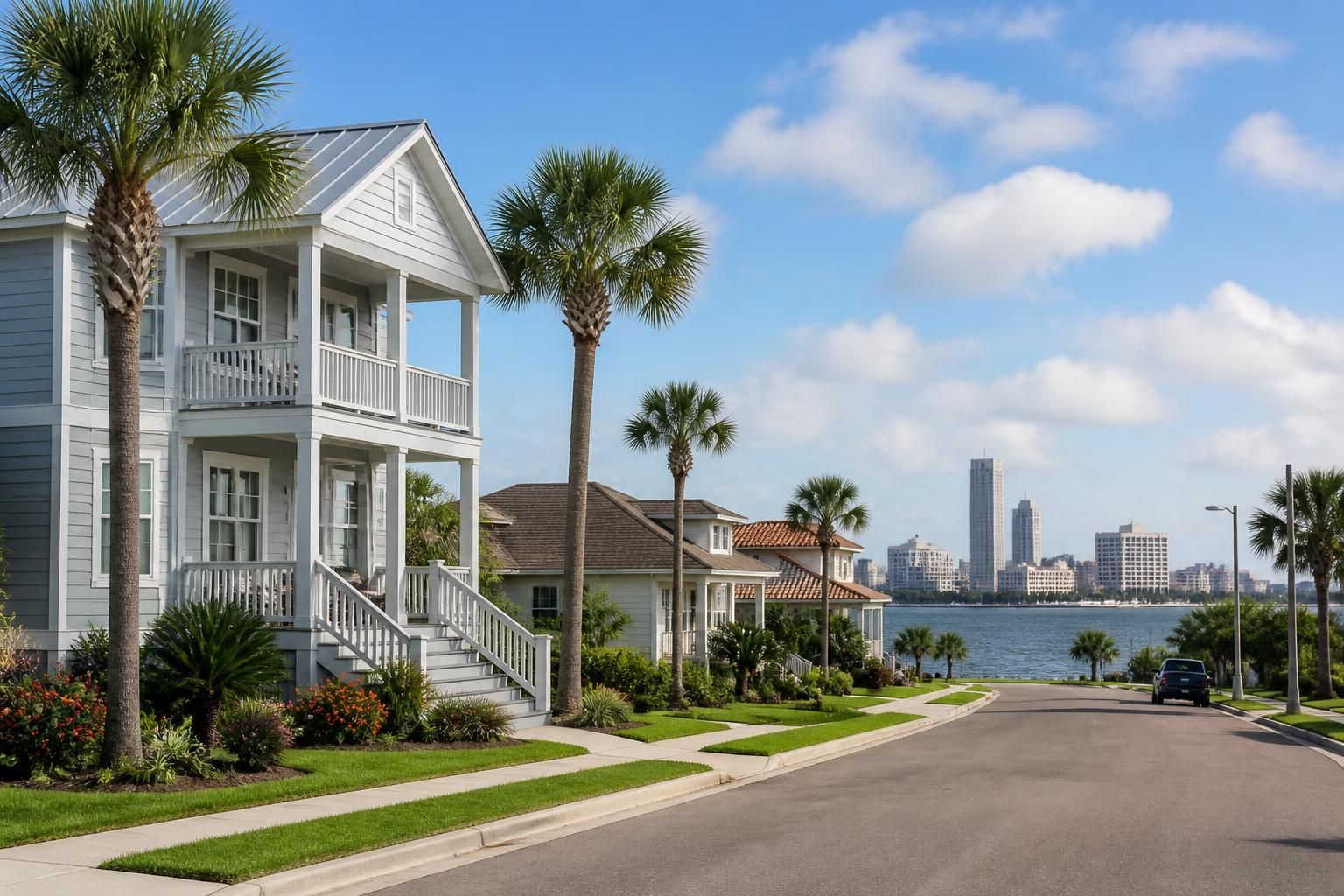 Welcoming Corpus Christi coastal neighborhood with well-kept homes