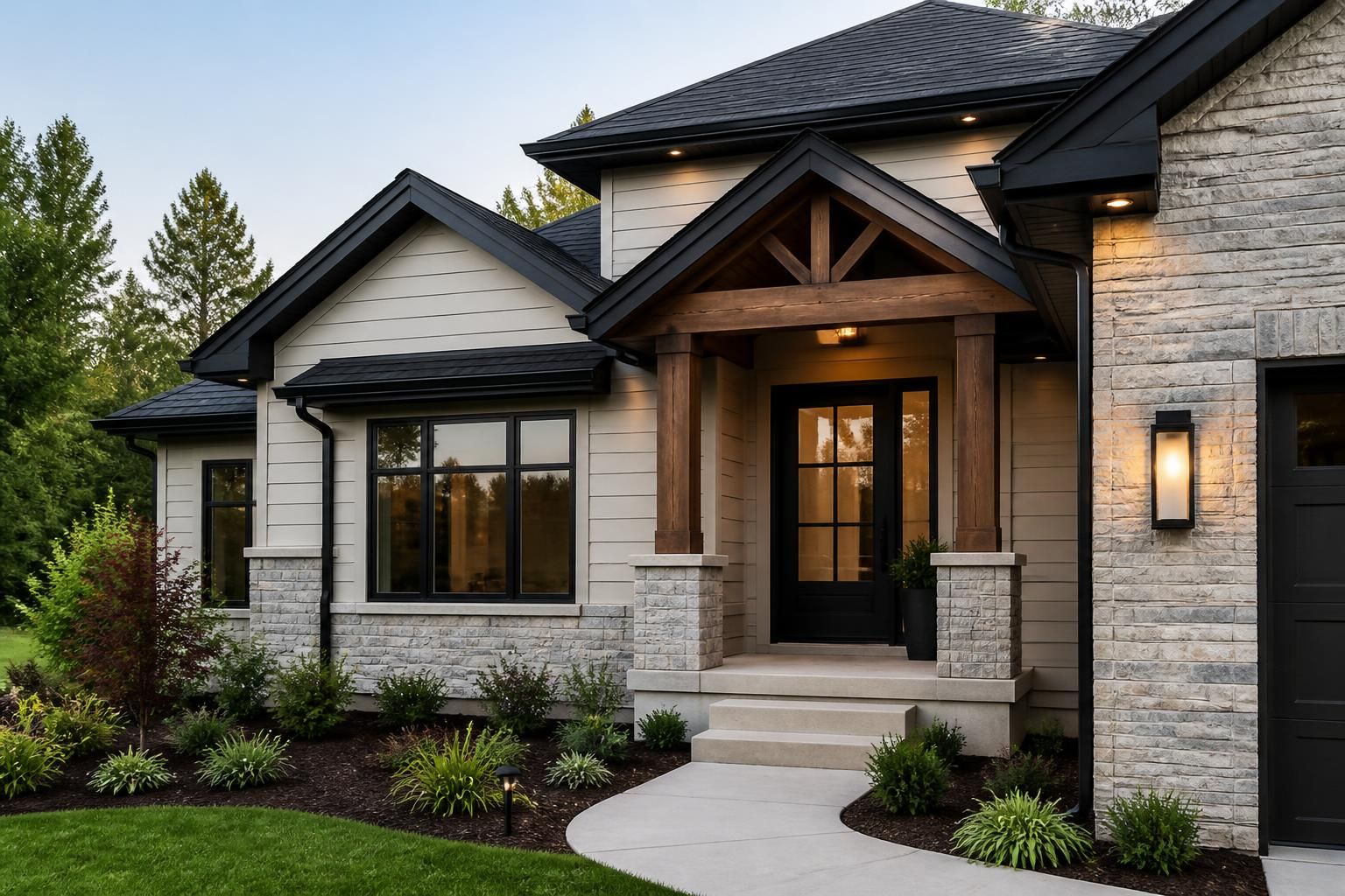 Finished exterior remodeling with upgraded rooflines