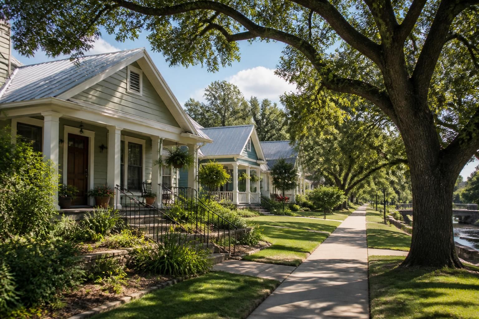 Welcoming San Marcos neighborhood with attractive homes and trees